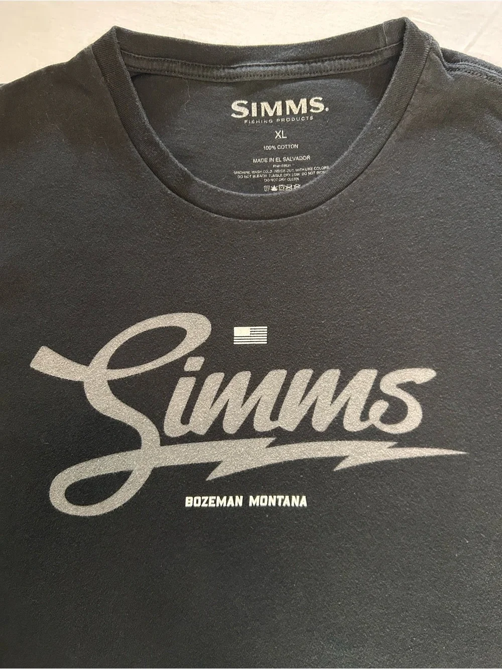 Simms XL Black Bozeman Montana Logo T-Shirt Fishing Graphic Tee - Picture 2 of 6